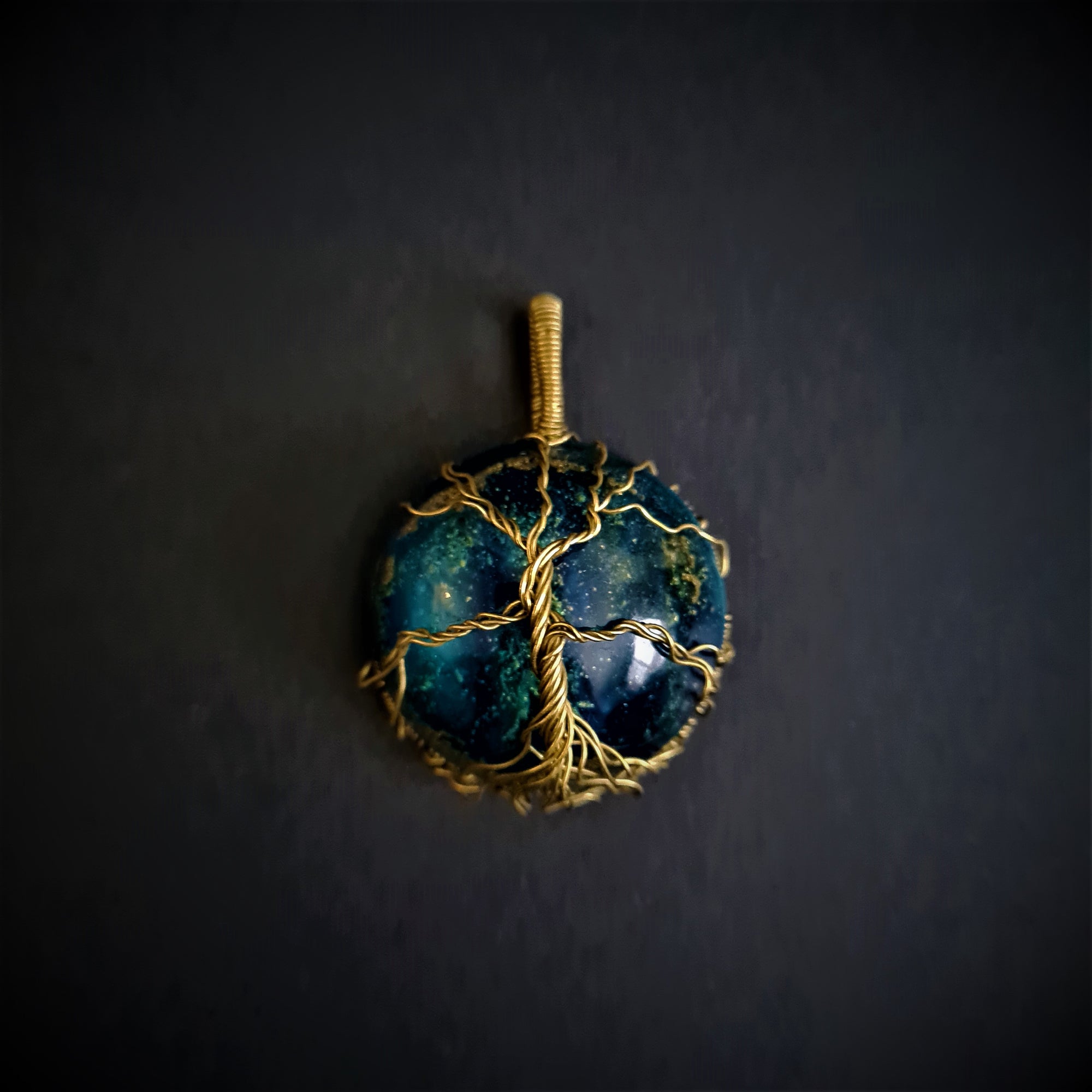 Tree of Life - Blue and Gold - Pendant and necklace