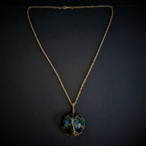 Tree of Life - Blue and Gold - Pendant and necklace