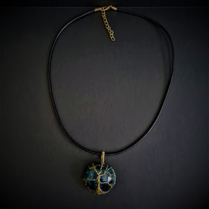 Tree of Life - Blue and Gold - Pendant and necklace